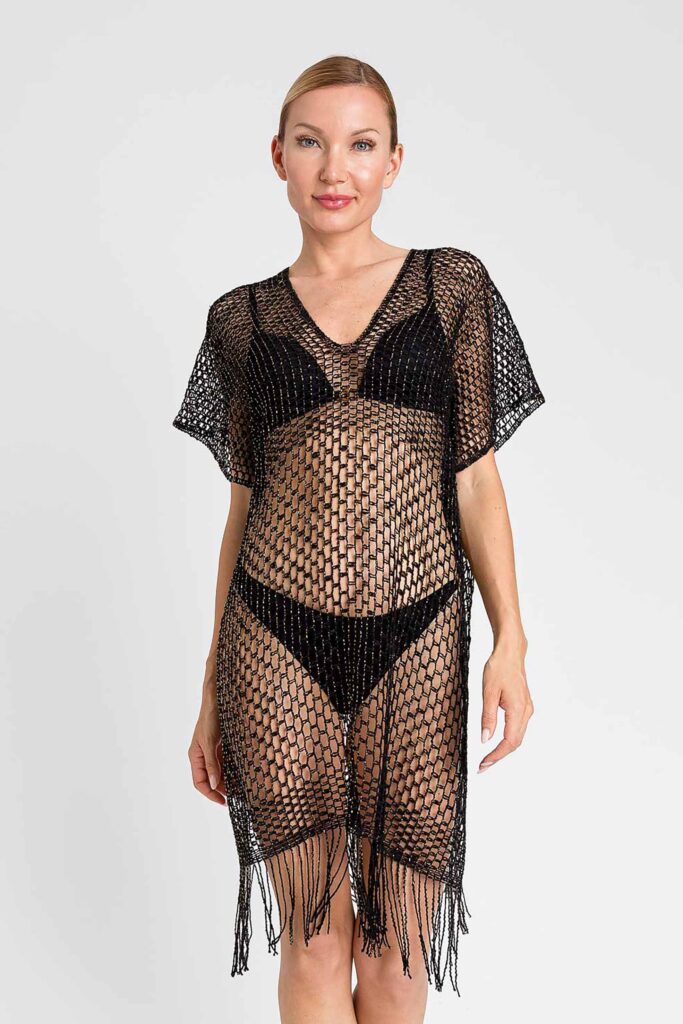 Ажурен кафтан с лурекс и ресни Twinset