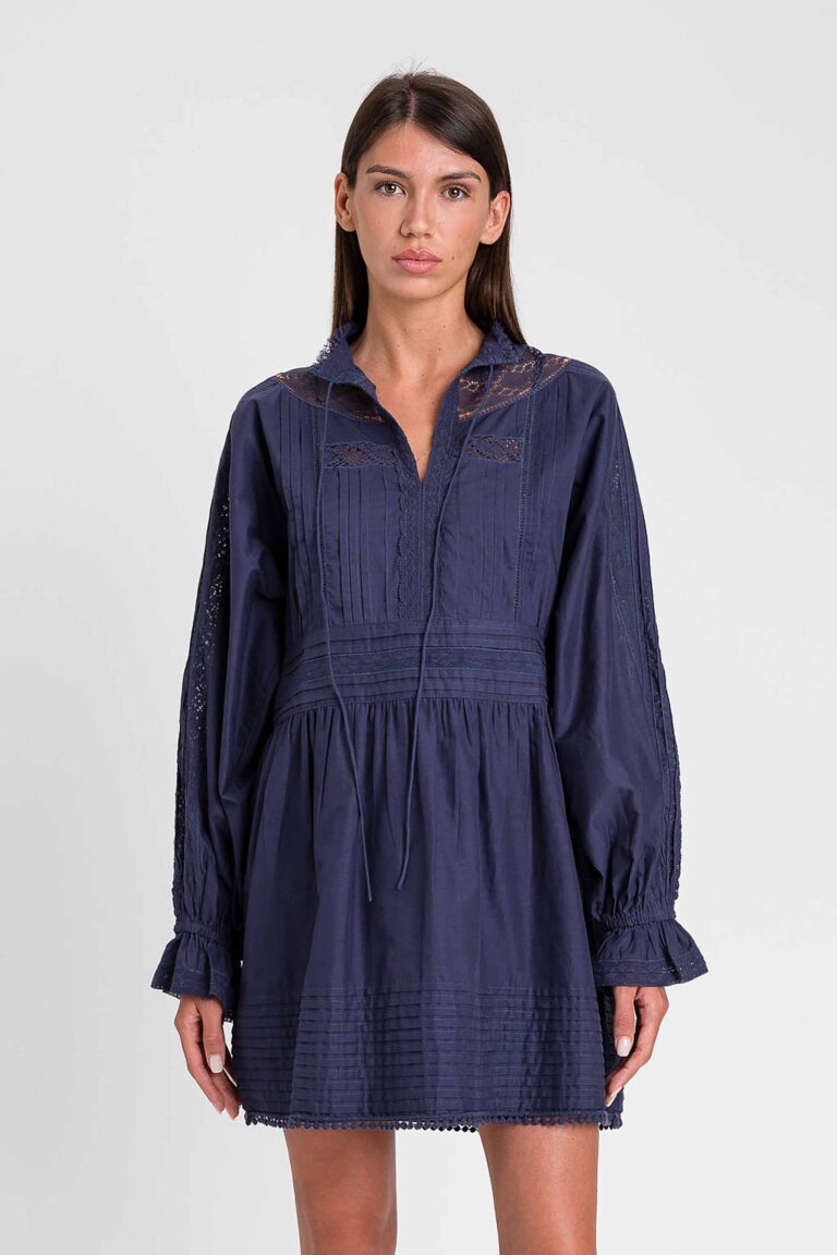 Къса муселинова рокля с бродерия Twinset