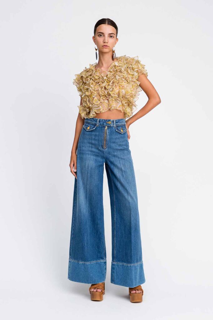 Широки дънки „Capraia“ с контрастен подгъв