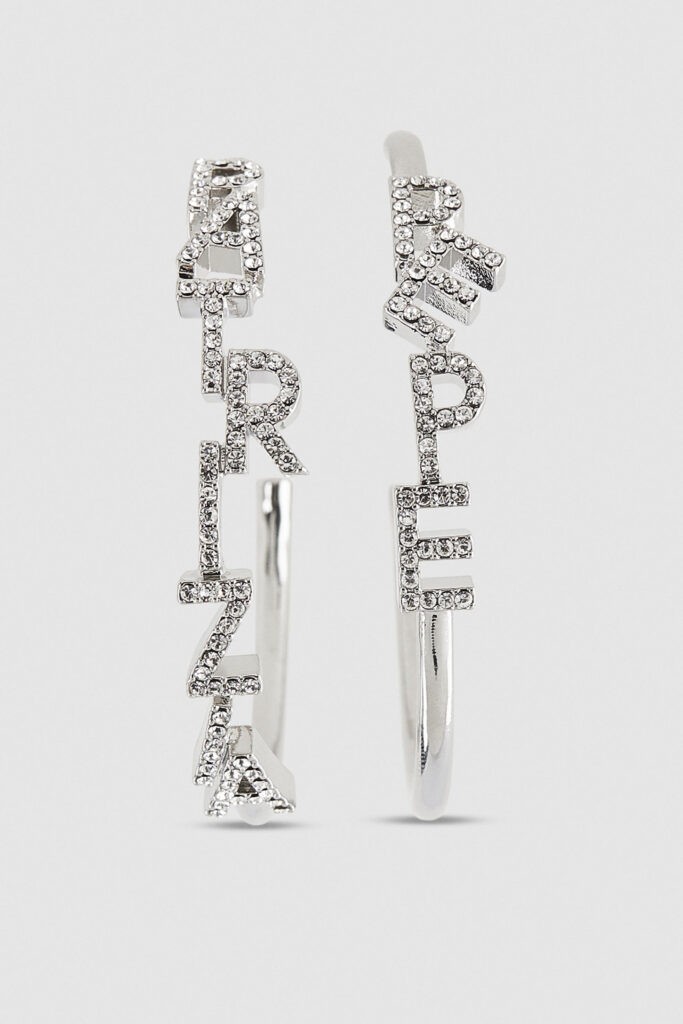 Твърди обеци тип халка с надпис Patrizia Pepe