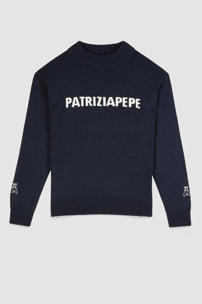 Пуловер с обло деколте и лого Patrizia Pepe