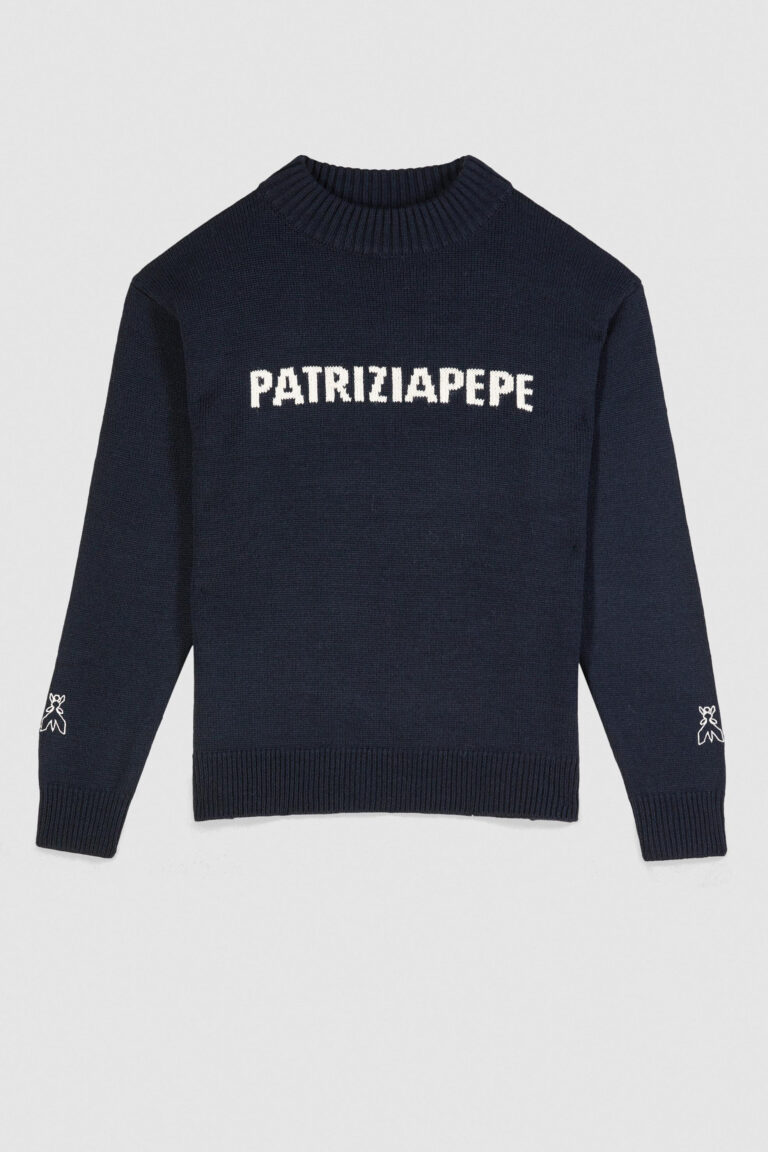 Пуловер с обло деколте и лого Patrizia Pepe