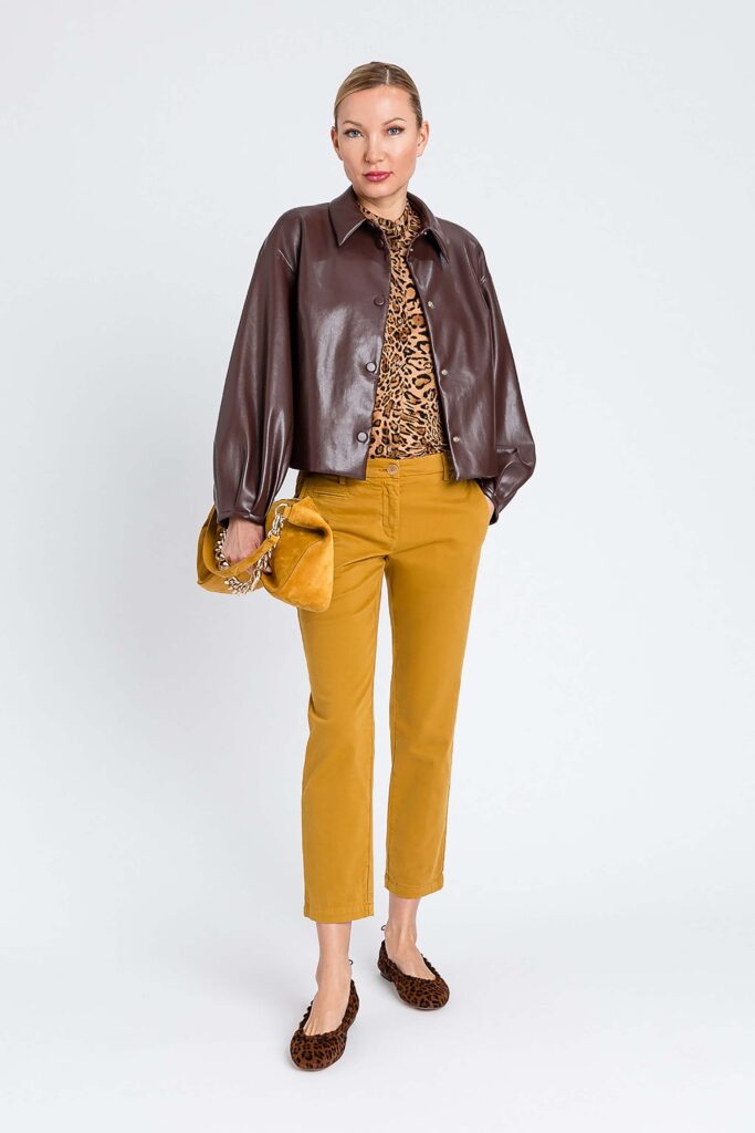 Яке от изкуствена кожа с яка на риза Twinset