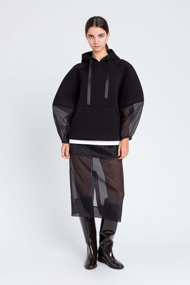 Суичър с качулка от скуба и органза Twinset