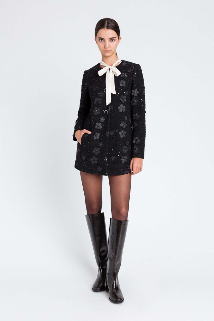 Палто от букле с цветя и пайети Twinset