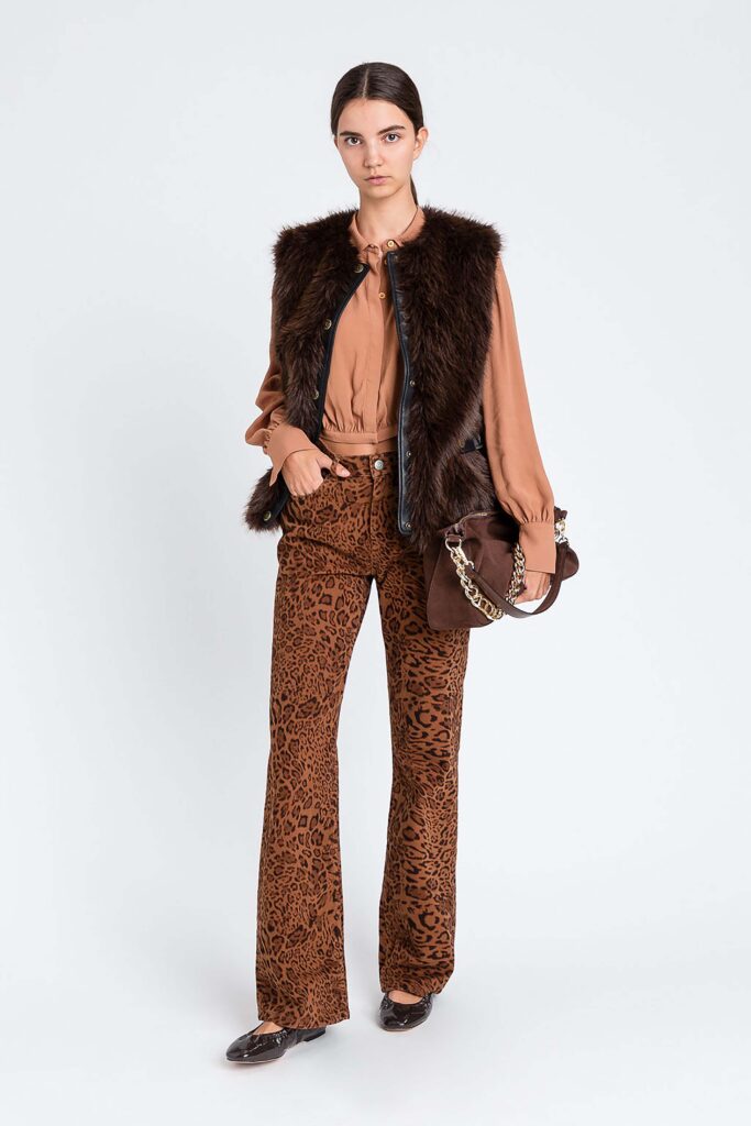 Памучен панталон с животински принт Twinset