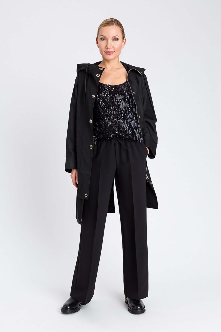 Широки панталони от креп с връзки за стягане Twinset