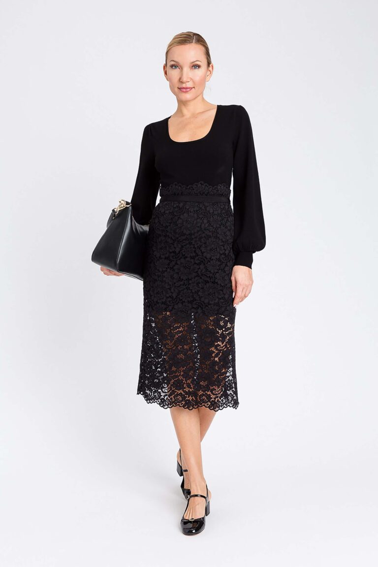 Плетена миди рокля с дантела Twinset