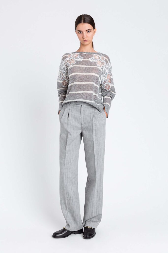 Пуловер от мохер с дантела и цепки Twinset