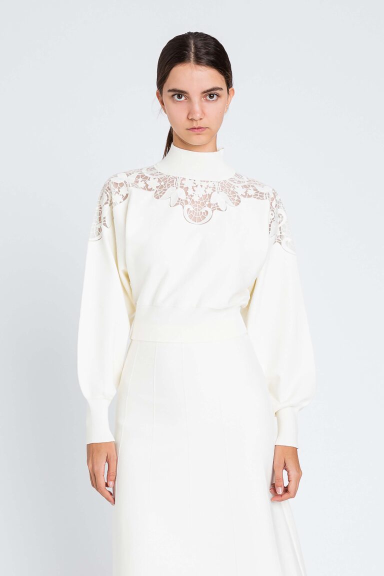 Плетен пуловер с органза Twinset