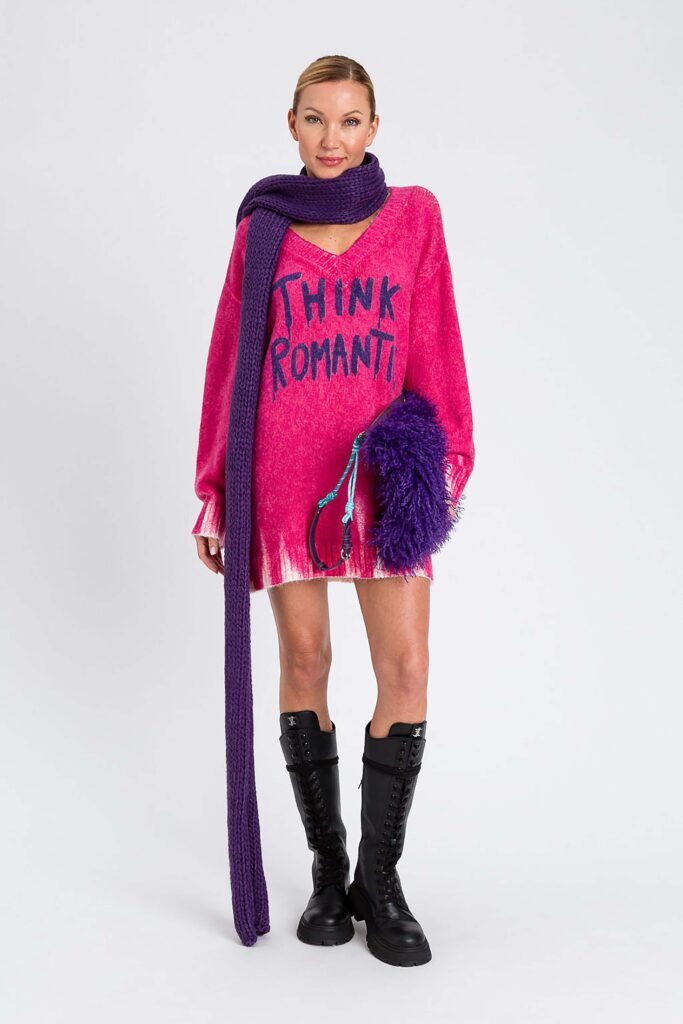 Макси пуловер от вълнена смес MYFO с щампа Twinset