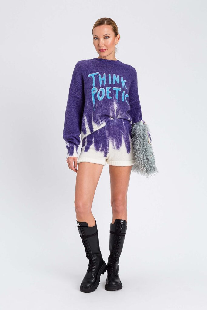 Къс вълнен пуловер MYFO с щампа Twinset