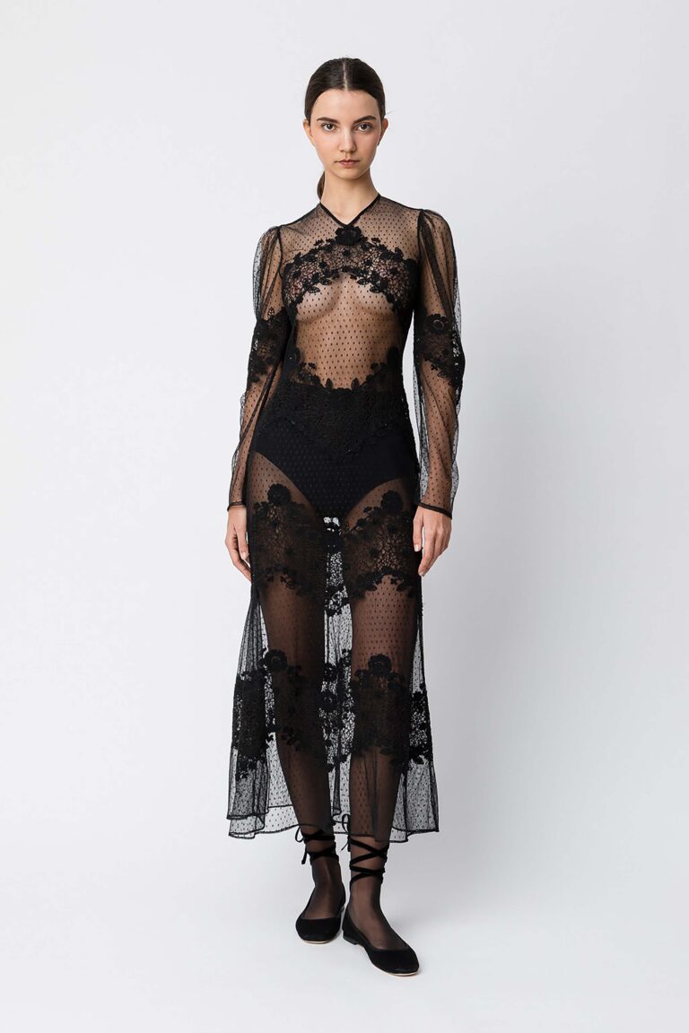 Дълга рокля от тюл и дантела Twinset