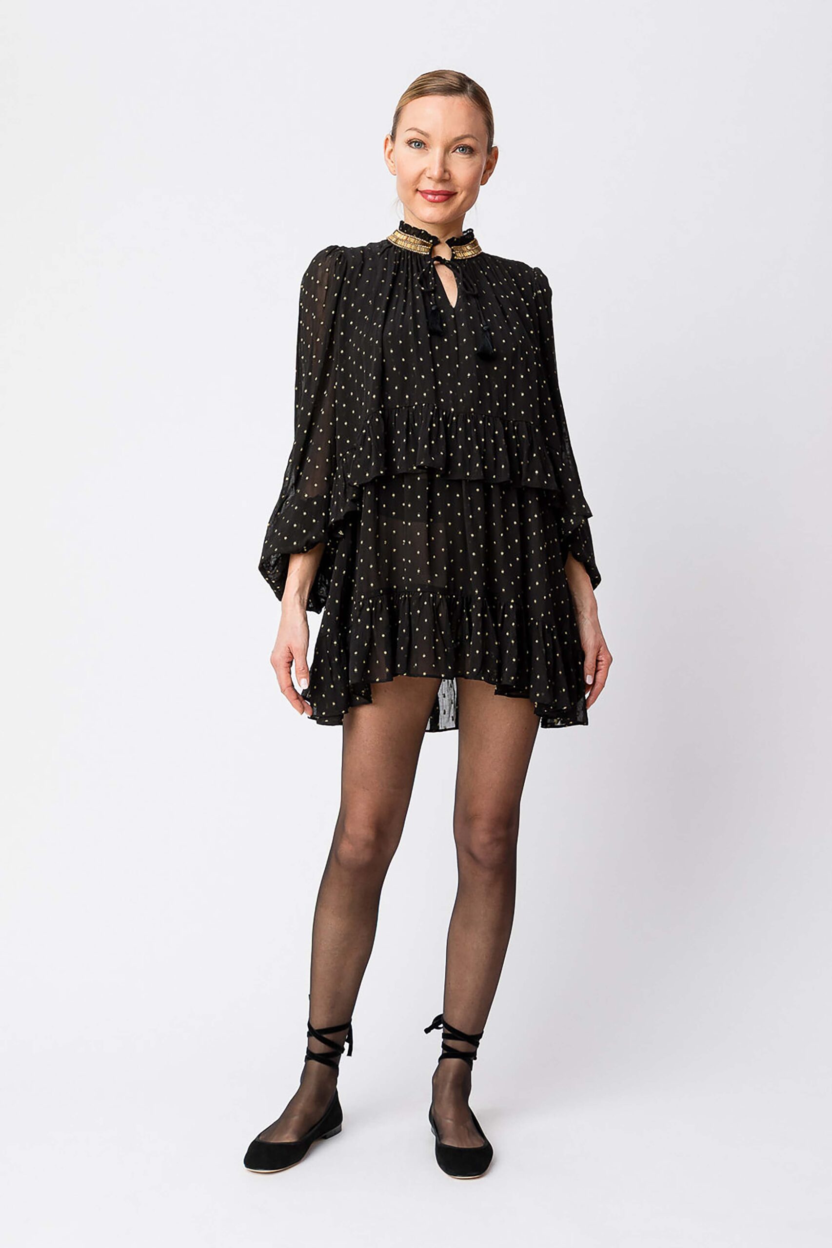 252TS2281-10 Къса рокля от жоржет тип „фил купе“ Twinset