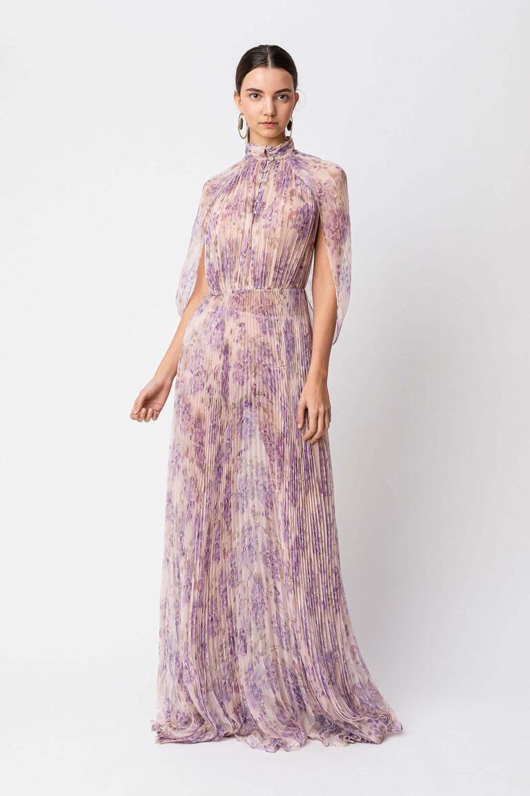 Дълга плисирана рокля от крепон с флорален принт Twinset