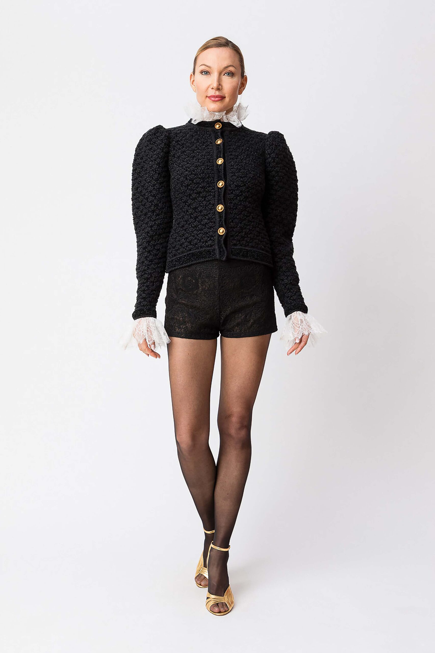 252TS3100-10 Двуцветно жакардово плетено яке Twinset