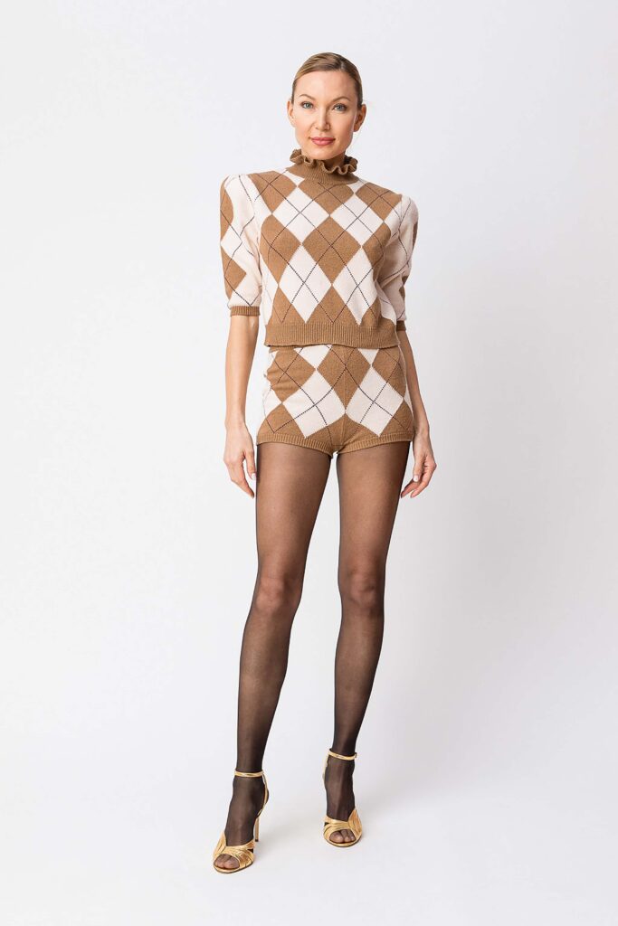 Пуловер от жакардова вълнена смес с диамантен мотив Twinset