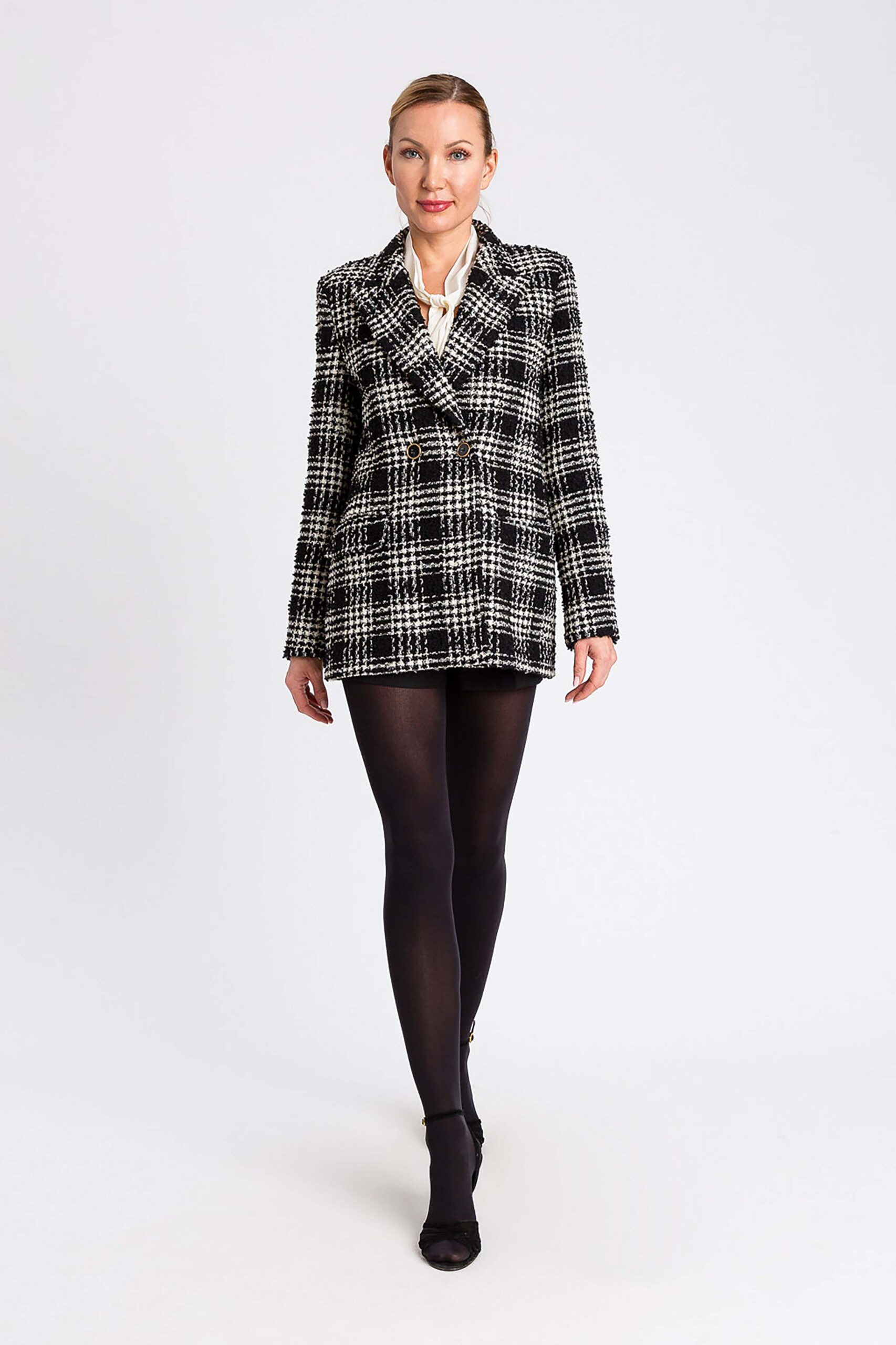 252TT2111-11 Карирано сако от букле Twinset