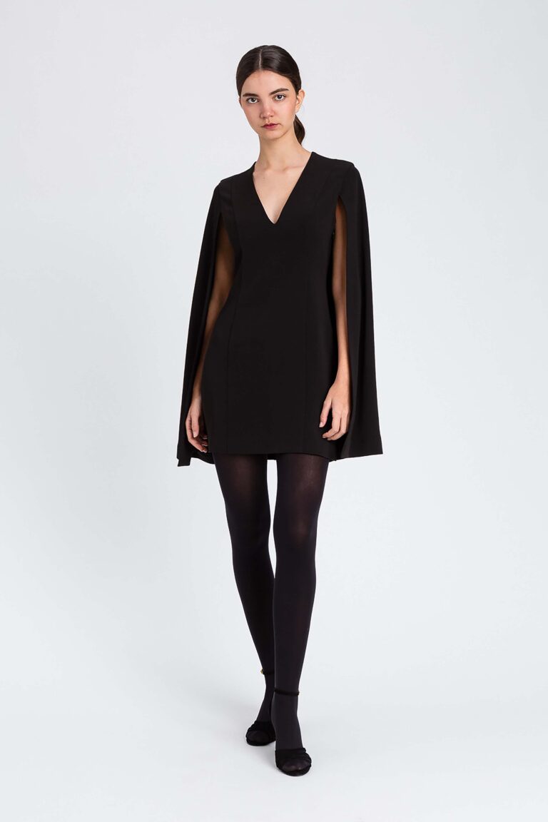 Къса рокля от креп с пелерина Twinset