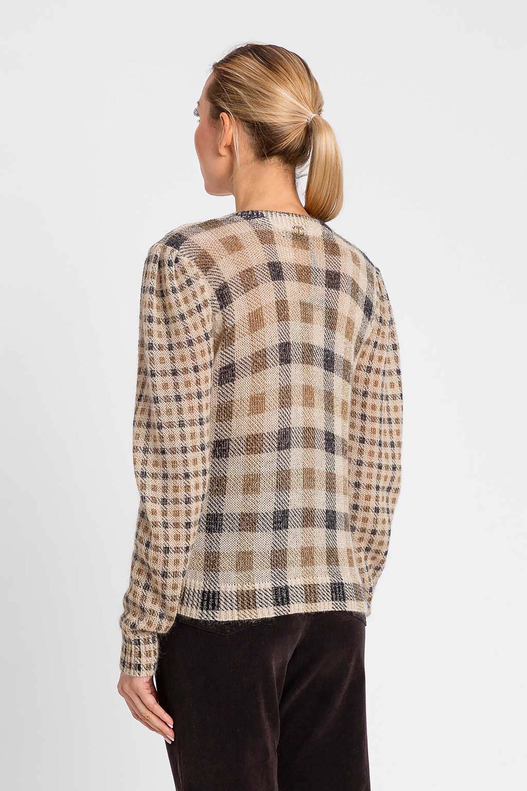 252TT3492-11 Пуловер от мохер с кариран принт Twinset