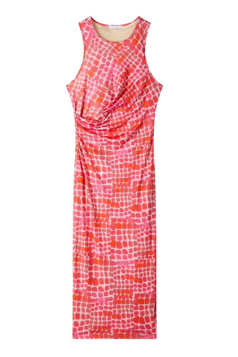 Миди рокля с драперия и крокодилски принт Patrizia Pepe