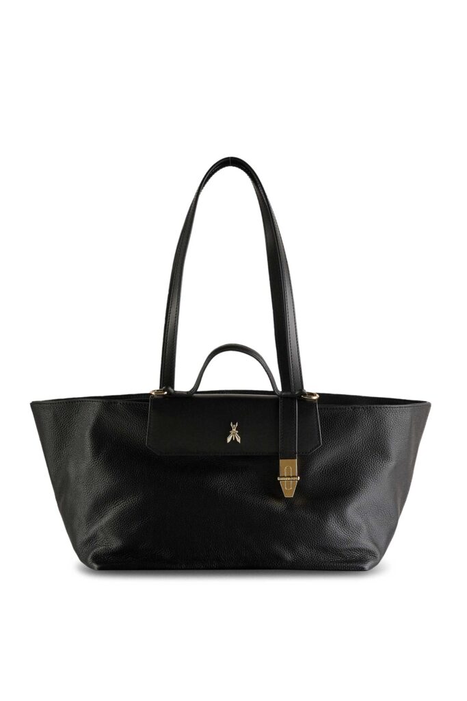 Модерна кожена чанта Patrizia Pepe, черна