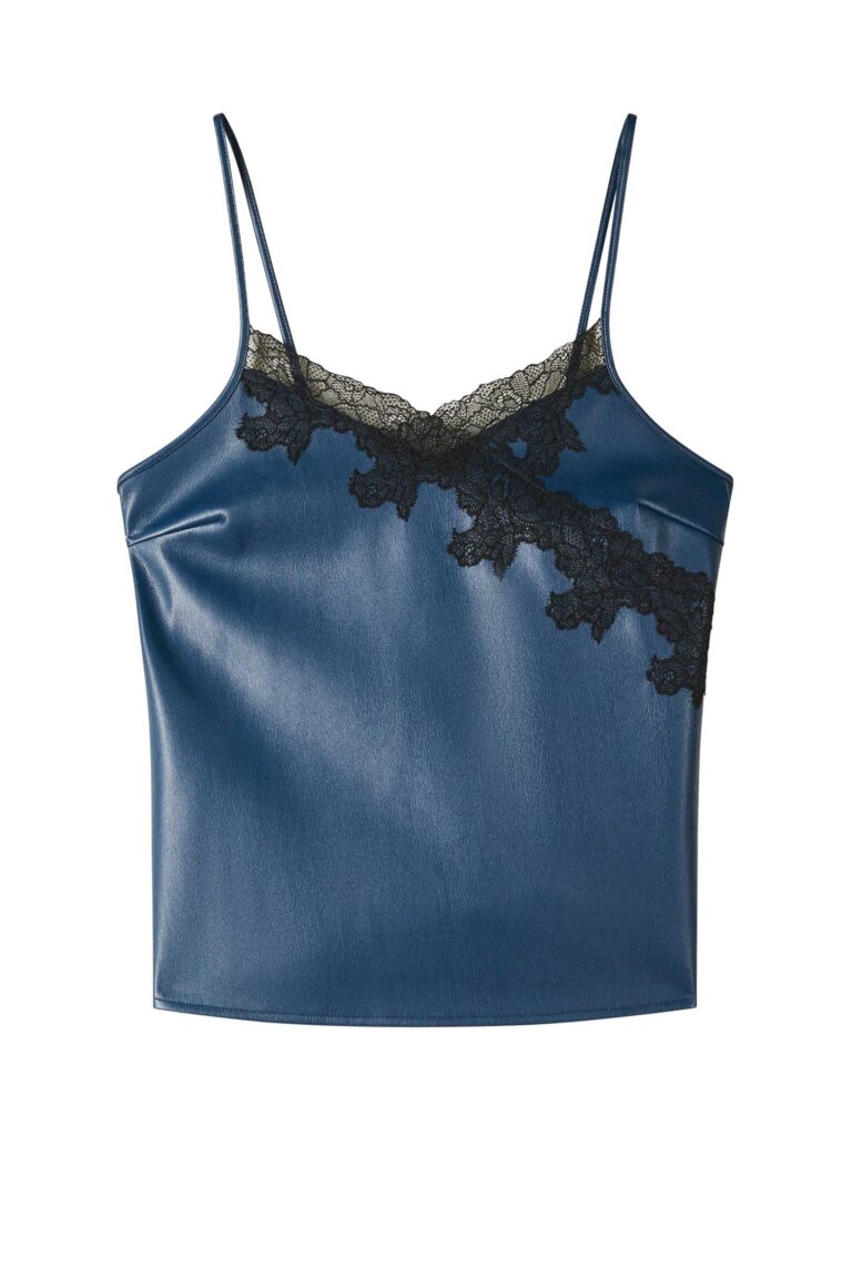 Кожен топ с дантела Patrizia Pepe