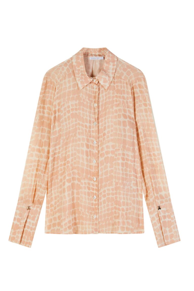 Мека риза с крокодилски принт Patrizia Pepe, бежова