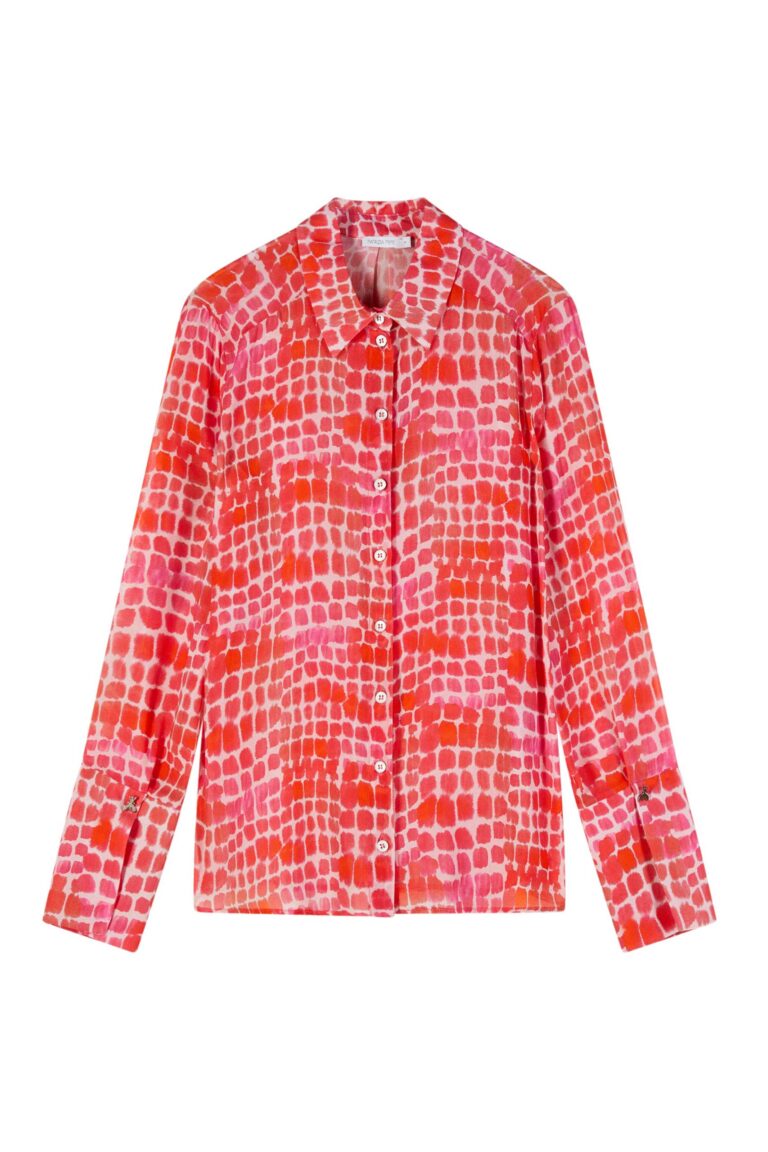 Мека риза с крокодилски принт Patrizia Pepe,червена