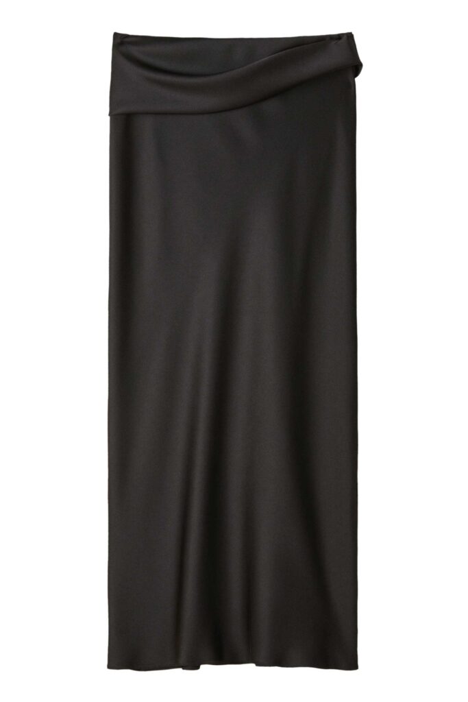 Драпирана сатенена миди пола Patrizia Pepe, черна