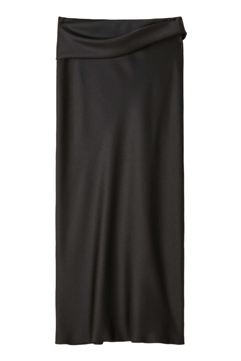 Драпирана сатенена миди пола Patrizia Pepe, черна