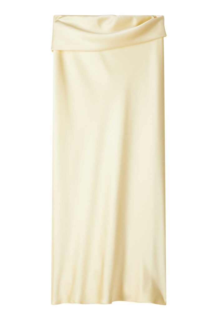 Драпирана сатенена миди пола Patrizia Pepe, жълта