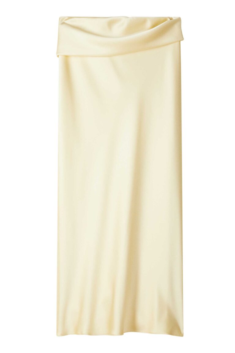 Драпирана сатенена миди пола Patrizia Pepe, жълта
