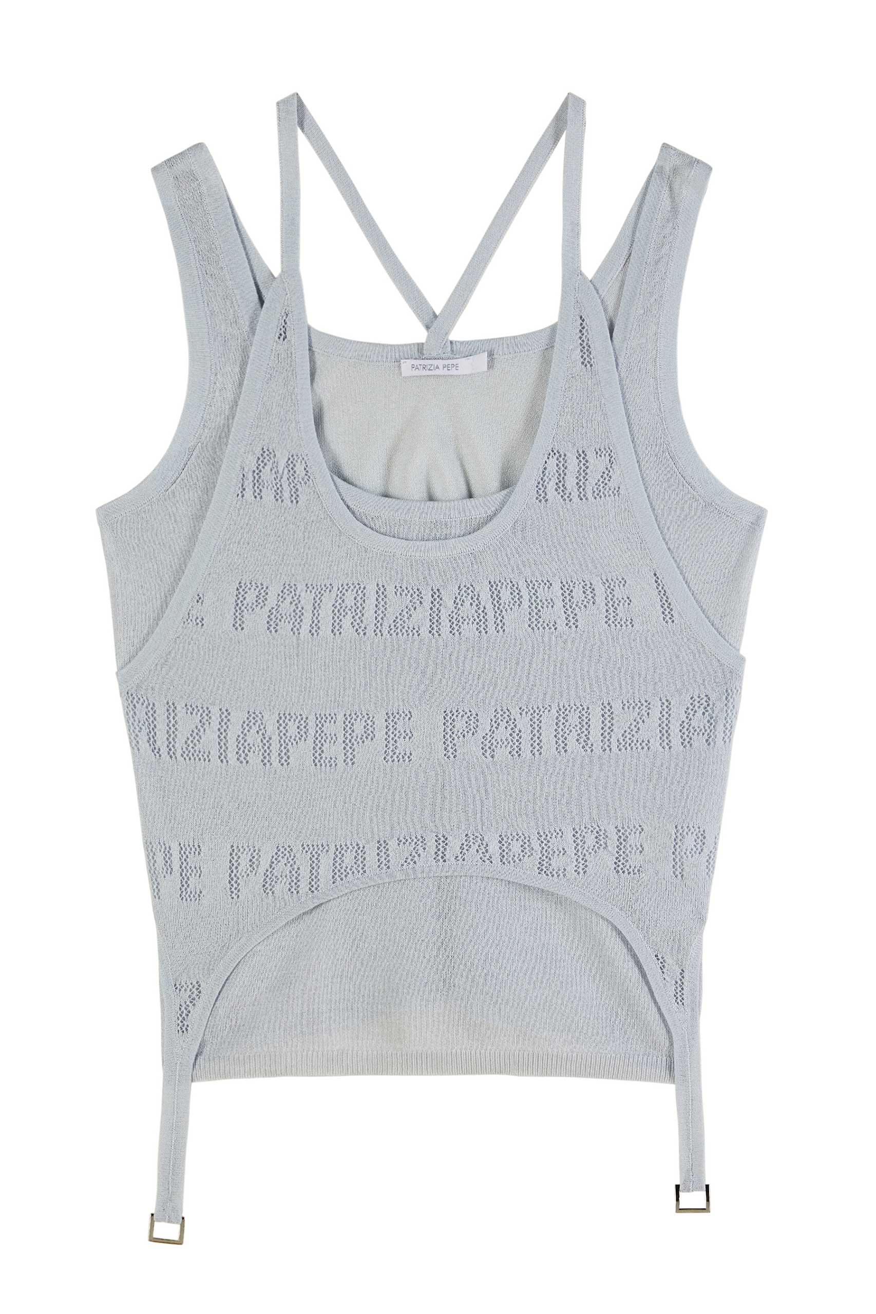 8K0355_K303_S747_6 Плетен топ с перфорирано лого Patrizia Pepe