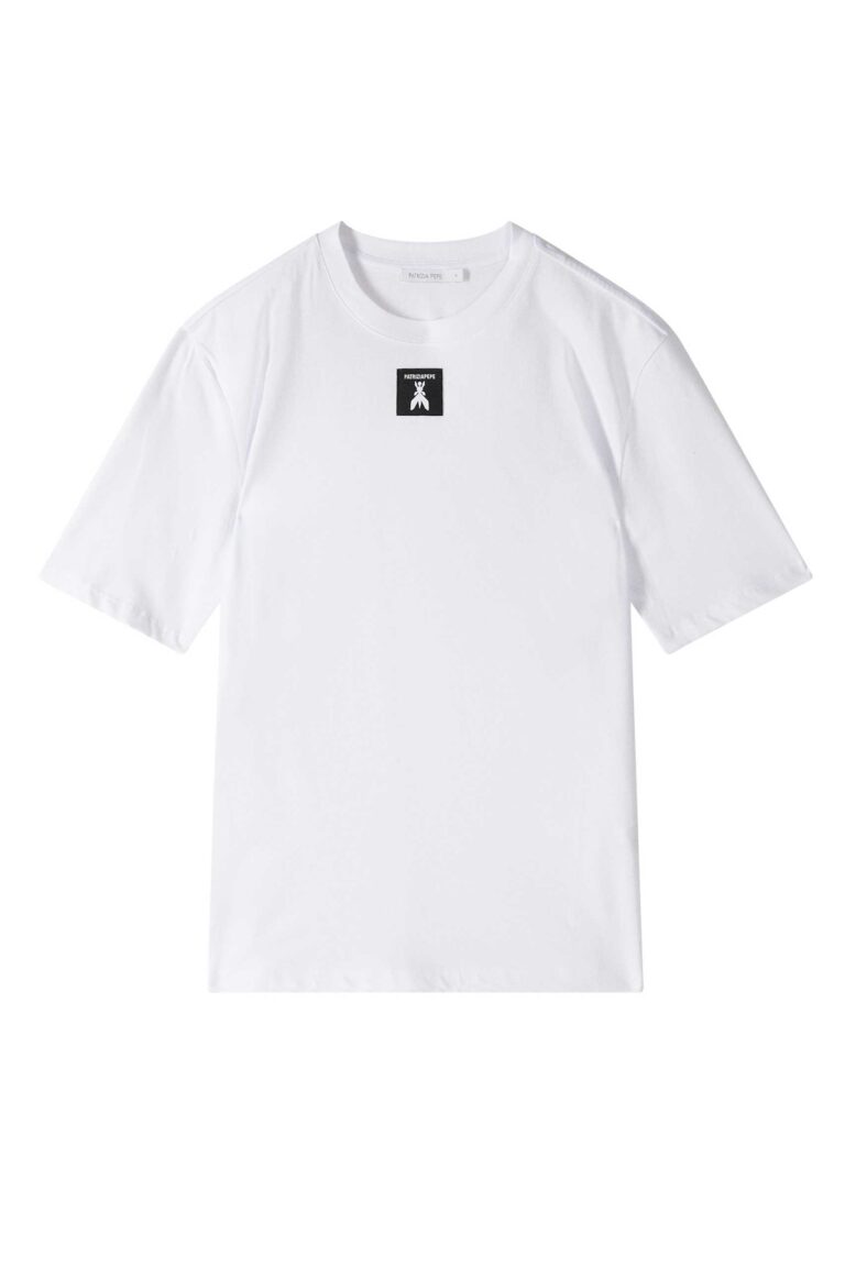 Тениска с етикет с лого Patrizia Pepe, бяла