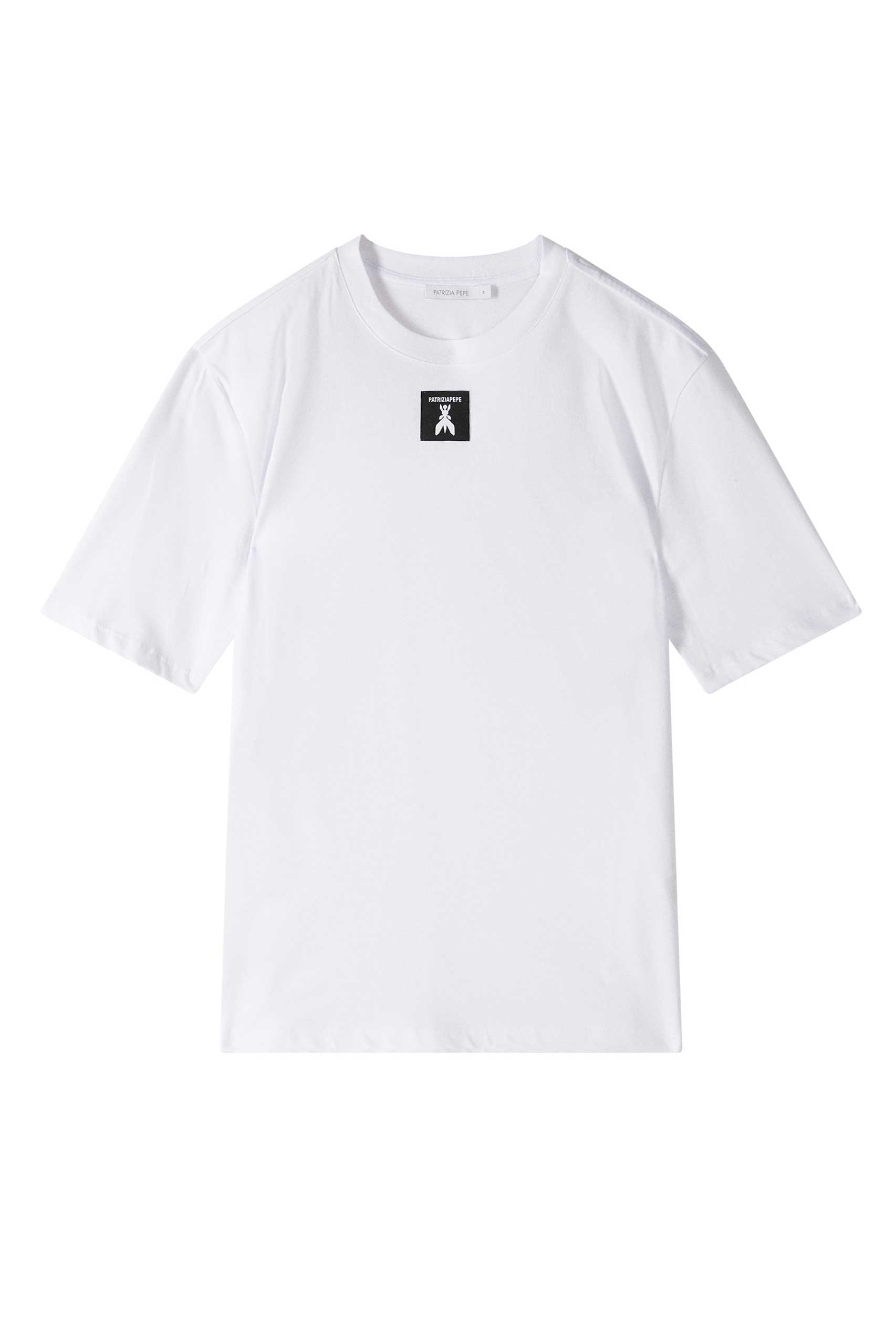 8M1612_J089_W103_6 Тениска с етикет с лого Patrizia Pepe, бяла