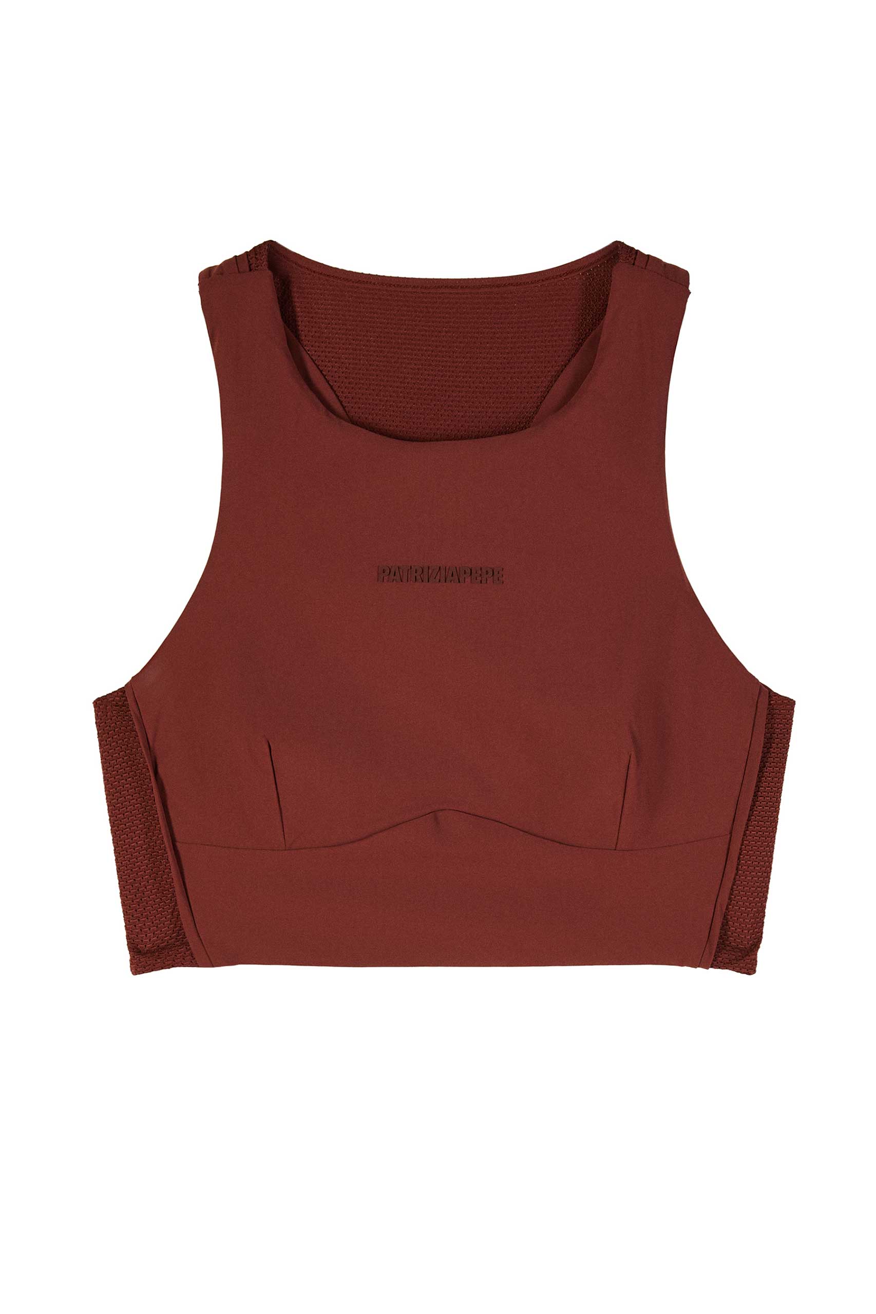 8M1767_JZ26_B861_6 Технически джърси топ Patrizia Pepe, кафяв