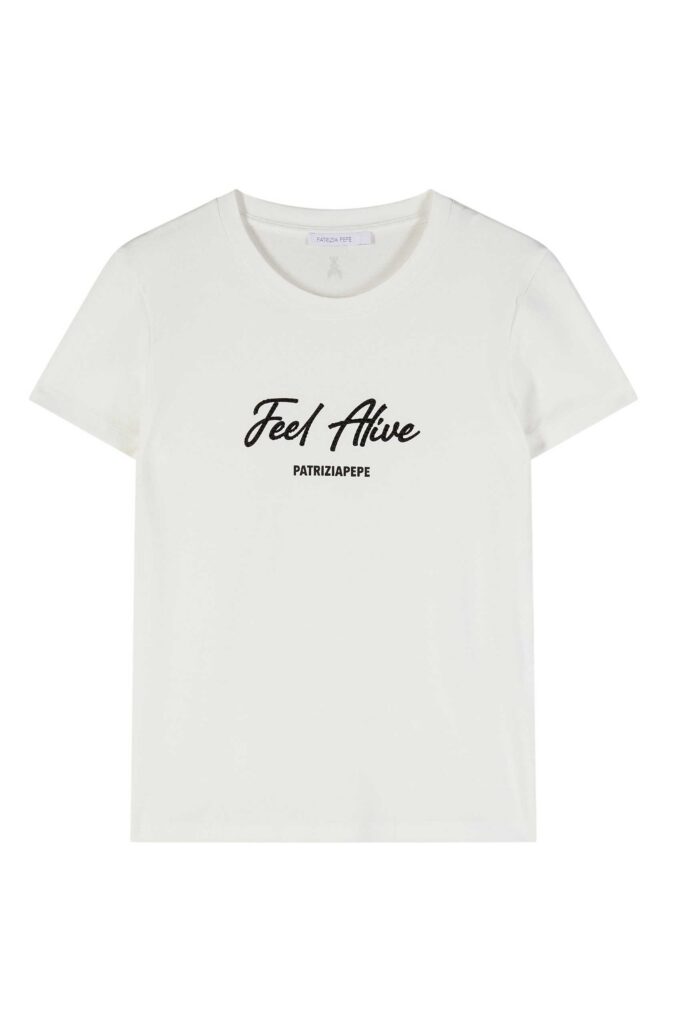 Тениска с къс ръкав Patrizia Pepe, бяла