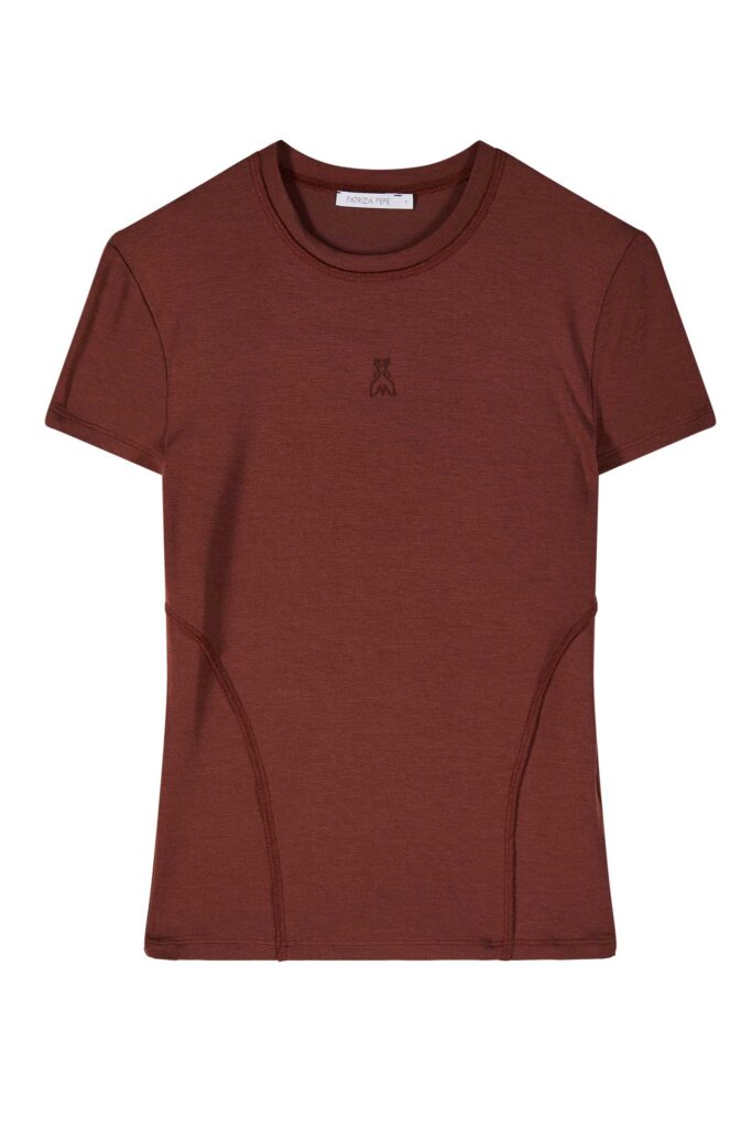 Тениска с къс ръкав Patrizia Pepe, кафява