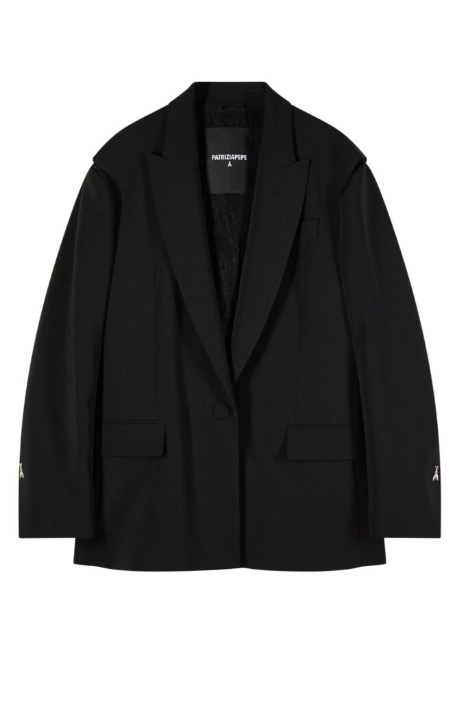 Оувърсайз креп блейзър Patrizia Pepe, черен