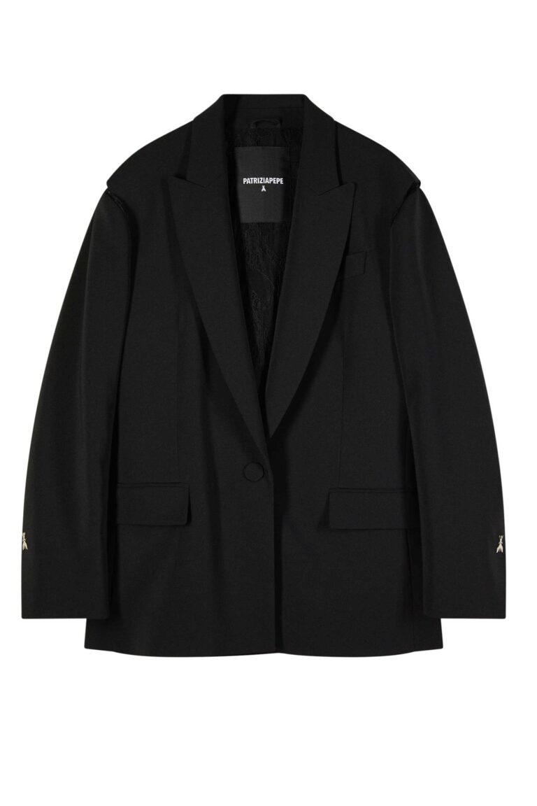 Оувърсайз креп блейзър Patrizia Pepe, черен