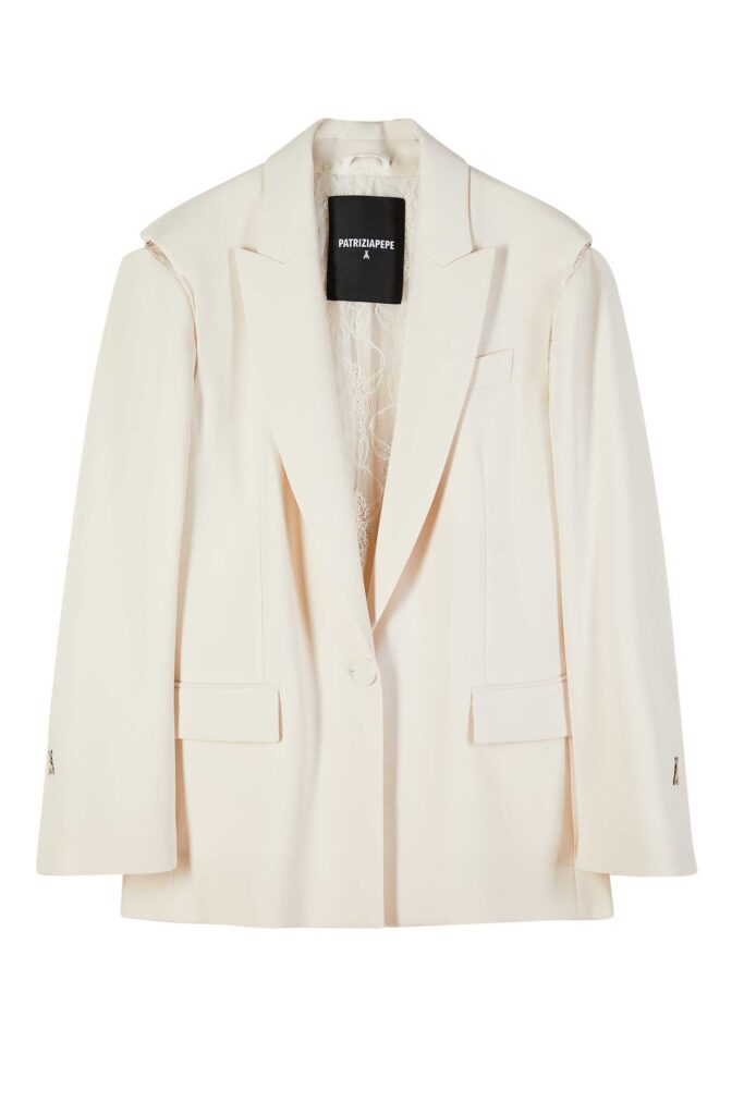 Оувърсайз креп блейзър Patrizia Pepe, бял