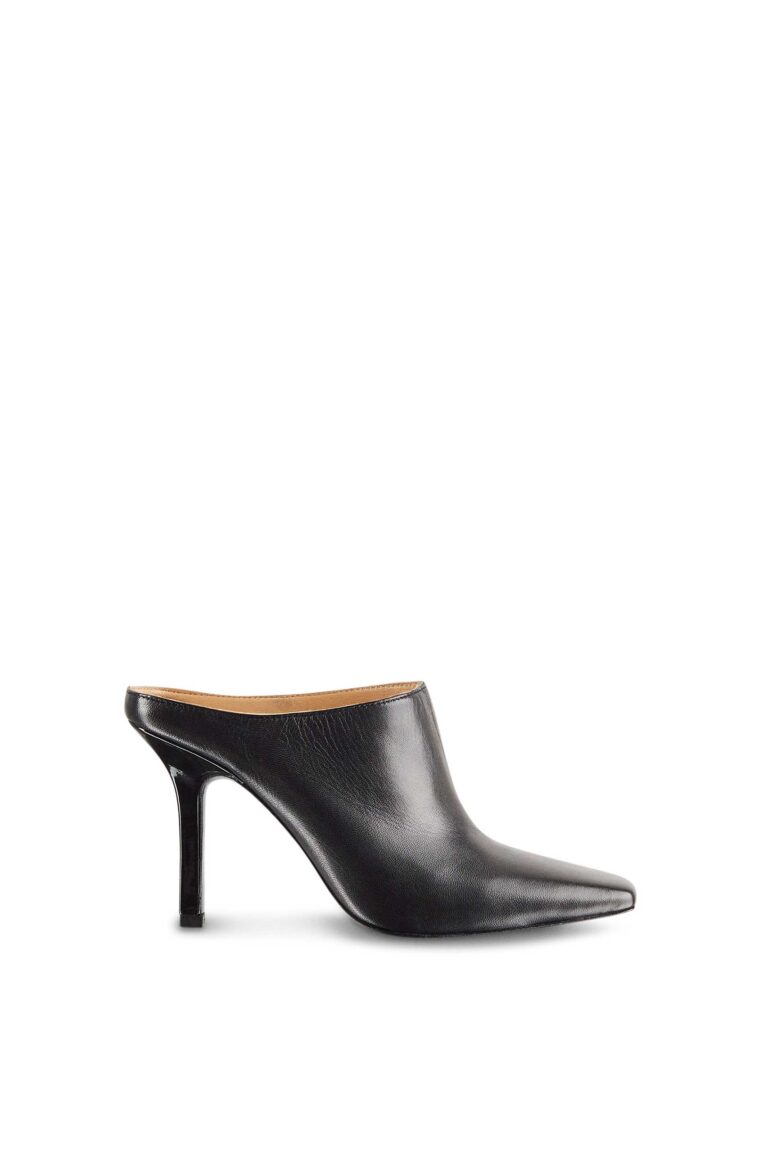 Сабо с ток от естествена кожа Patrizia Pepe, черно