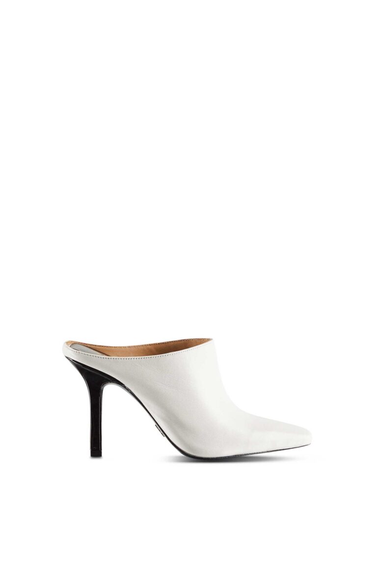 Сабо с ток от естествена кожа Patrizia Pepe, бяло